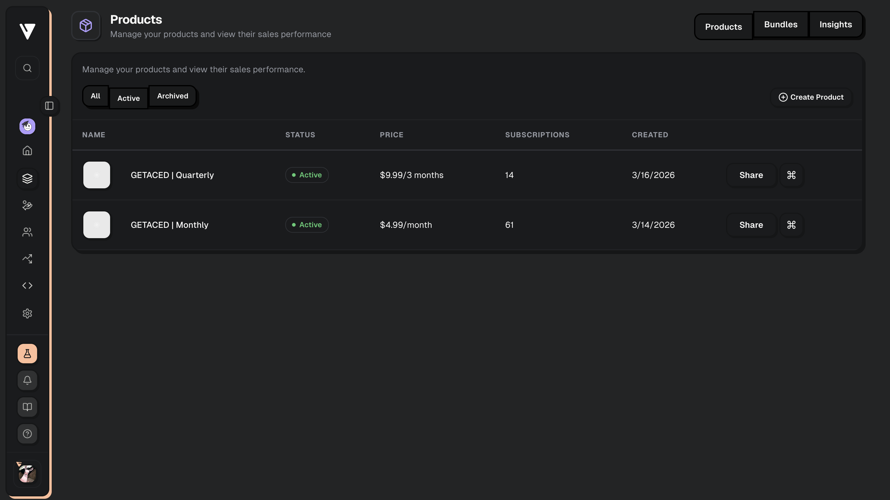 GETACED Creem.io — redirects, domains, and webhook endpoints