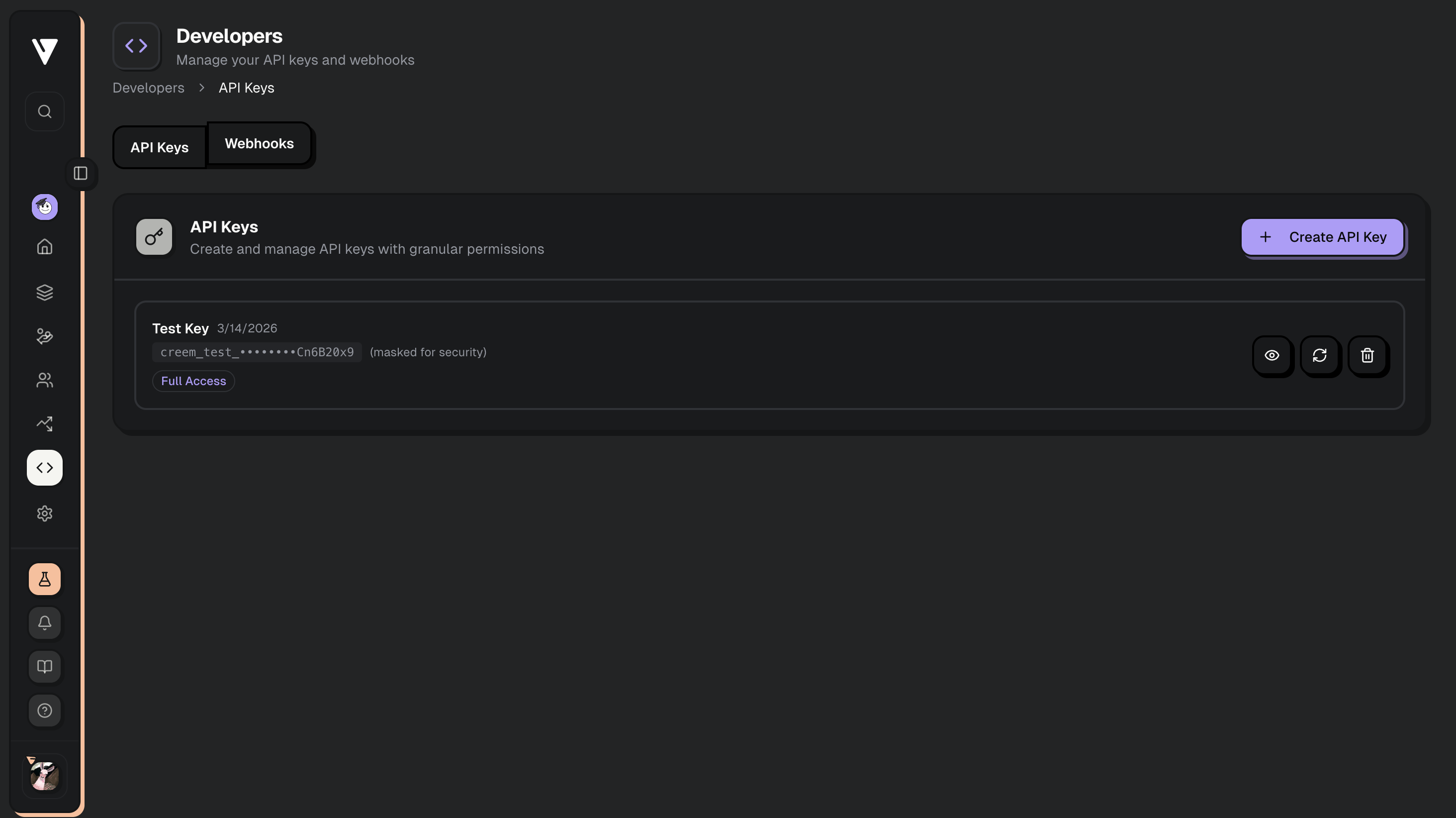 GETACED Creem.io — API keys, environments, and integration hardening