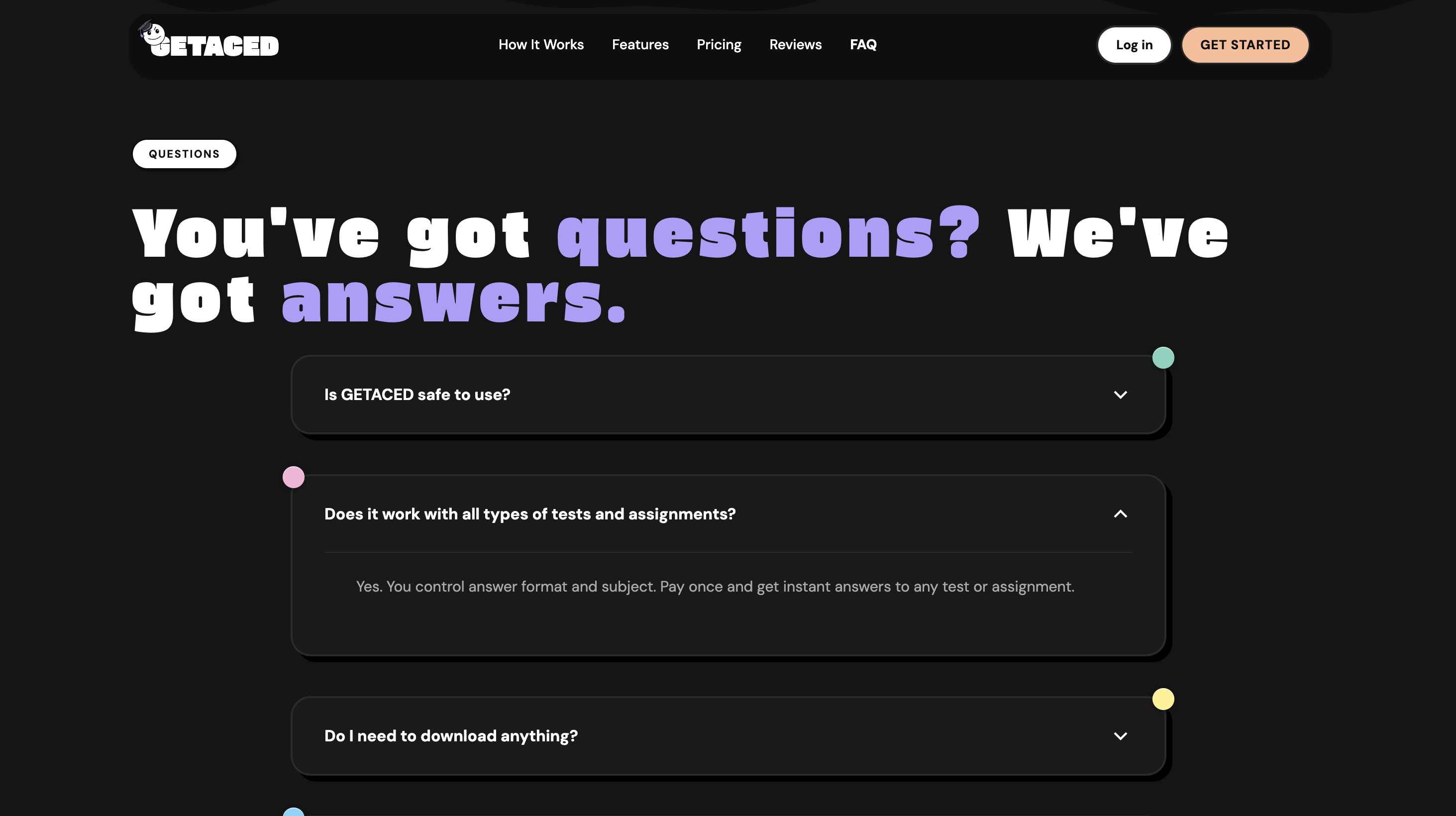 GETACED FAQ — objections and support paths before signup