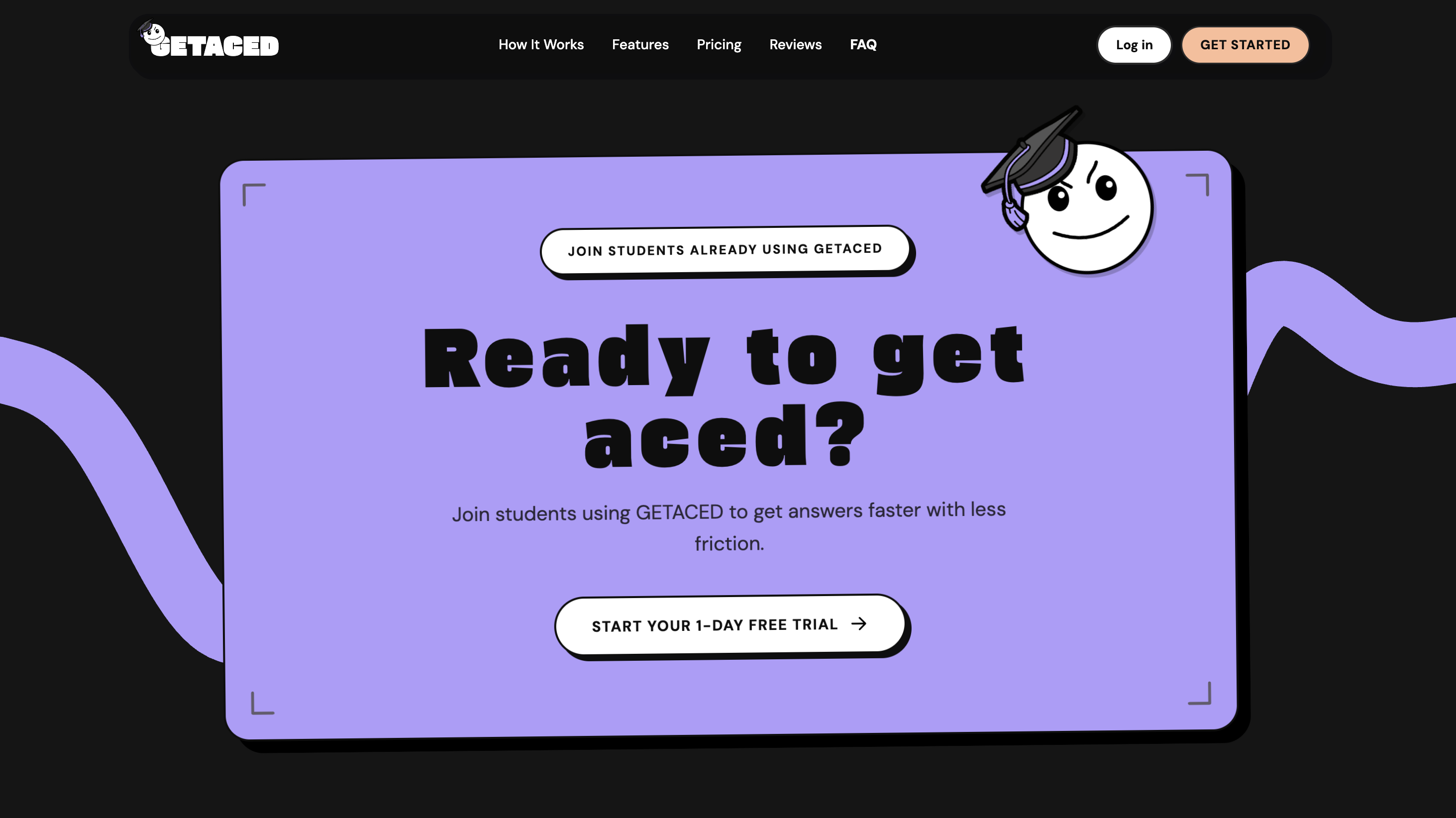 GETACED closing call-to-action on the landing page