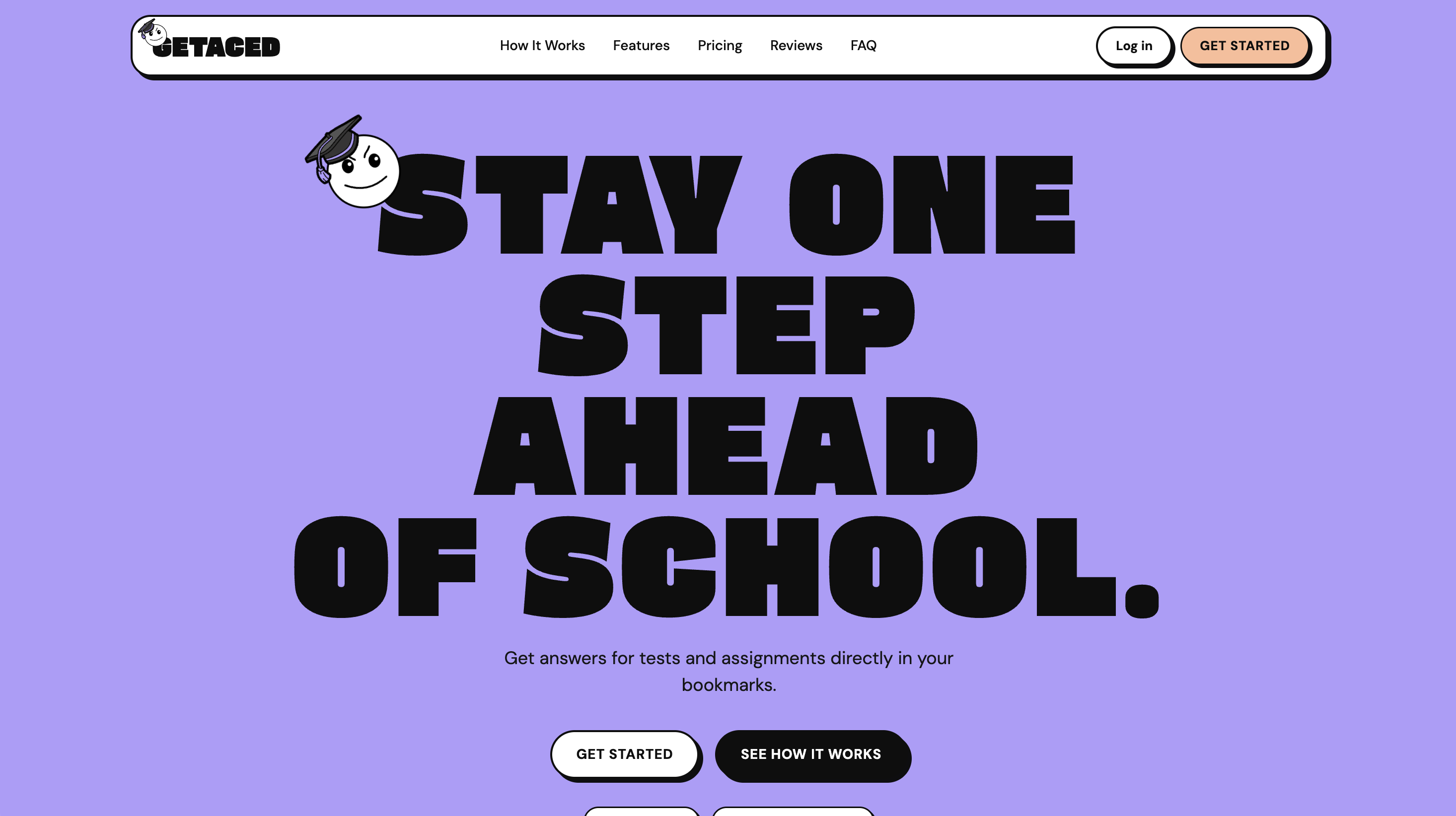 GETACED marketing hero — headline, mark, and primary call to action