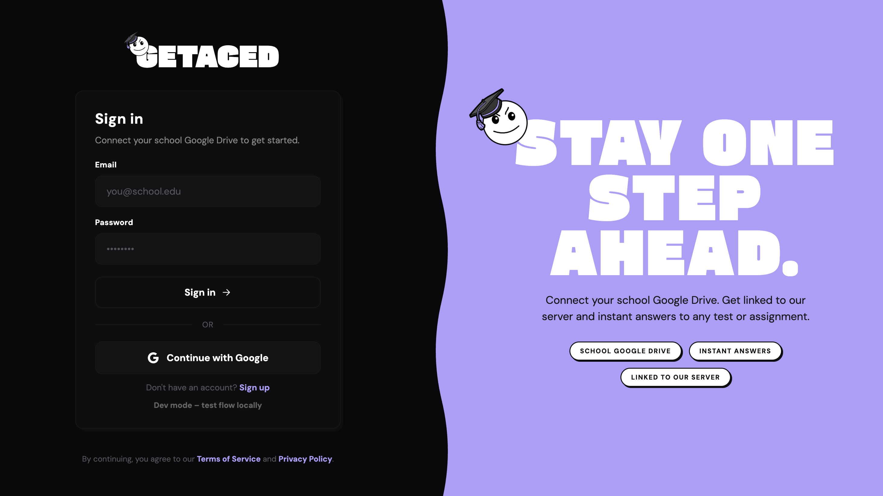 GETACED login and registration — account entry with calm, trustworthy UI
