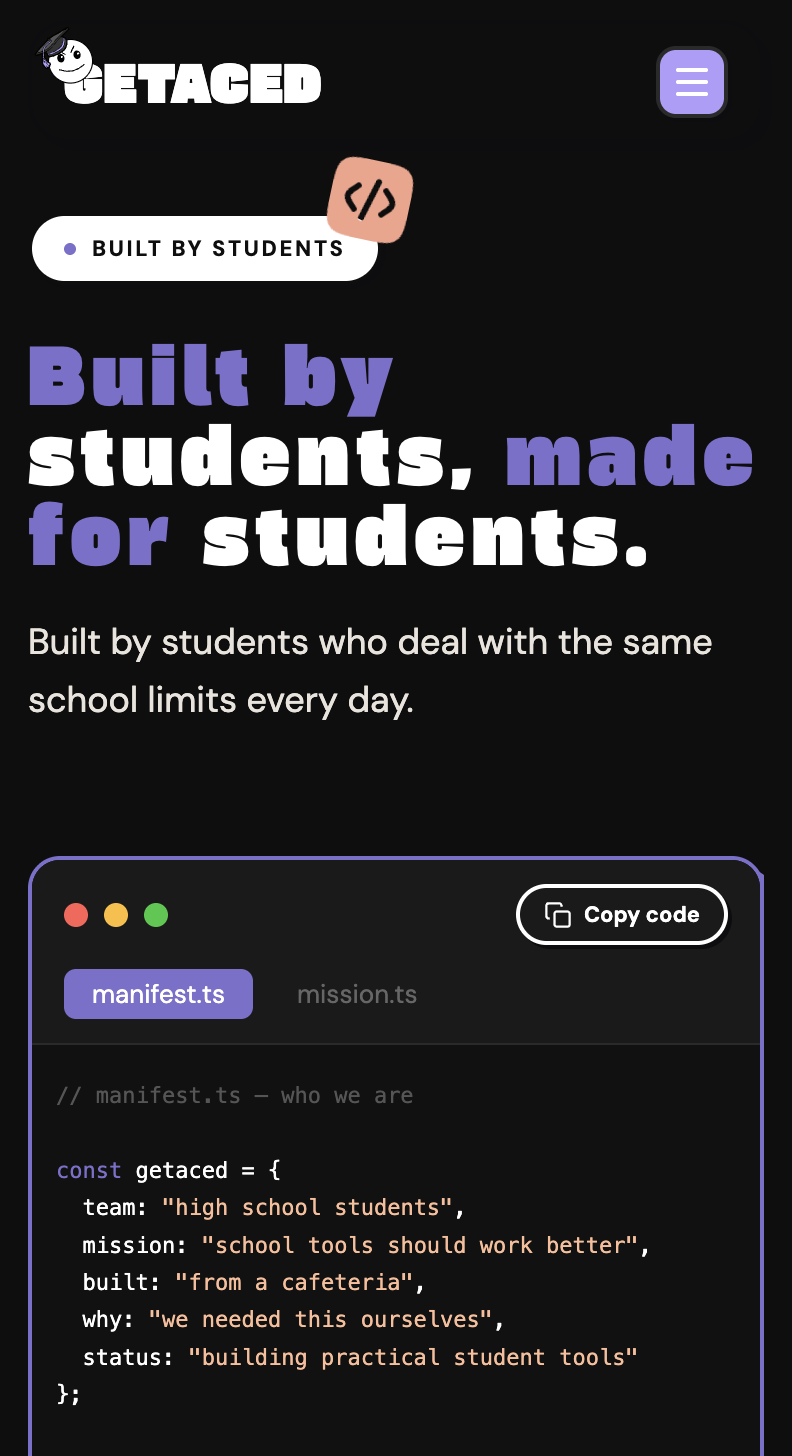 GETACED mobile site — Built by students