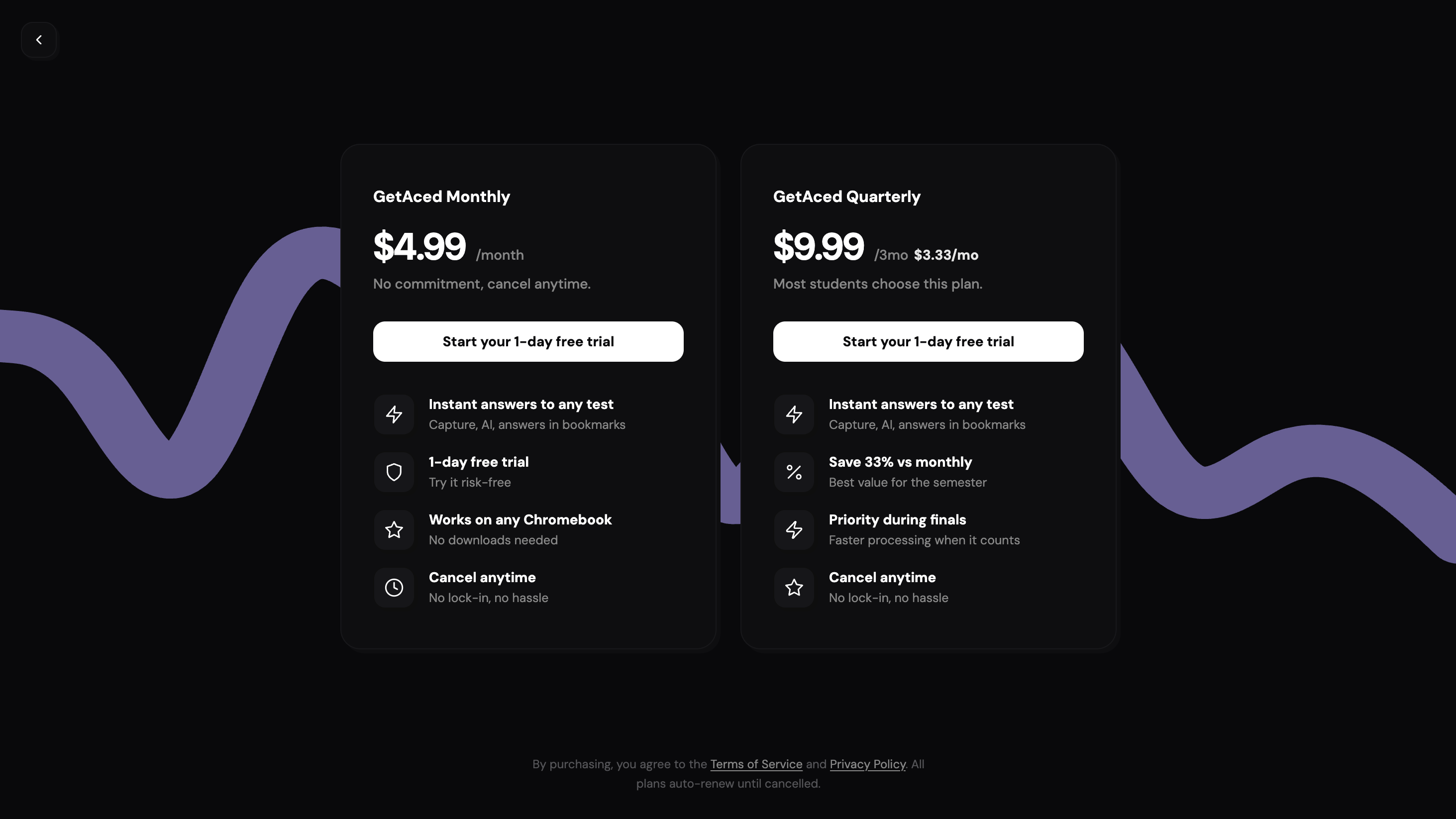 GETACED in-app payment surface aligned with Creem checkout
