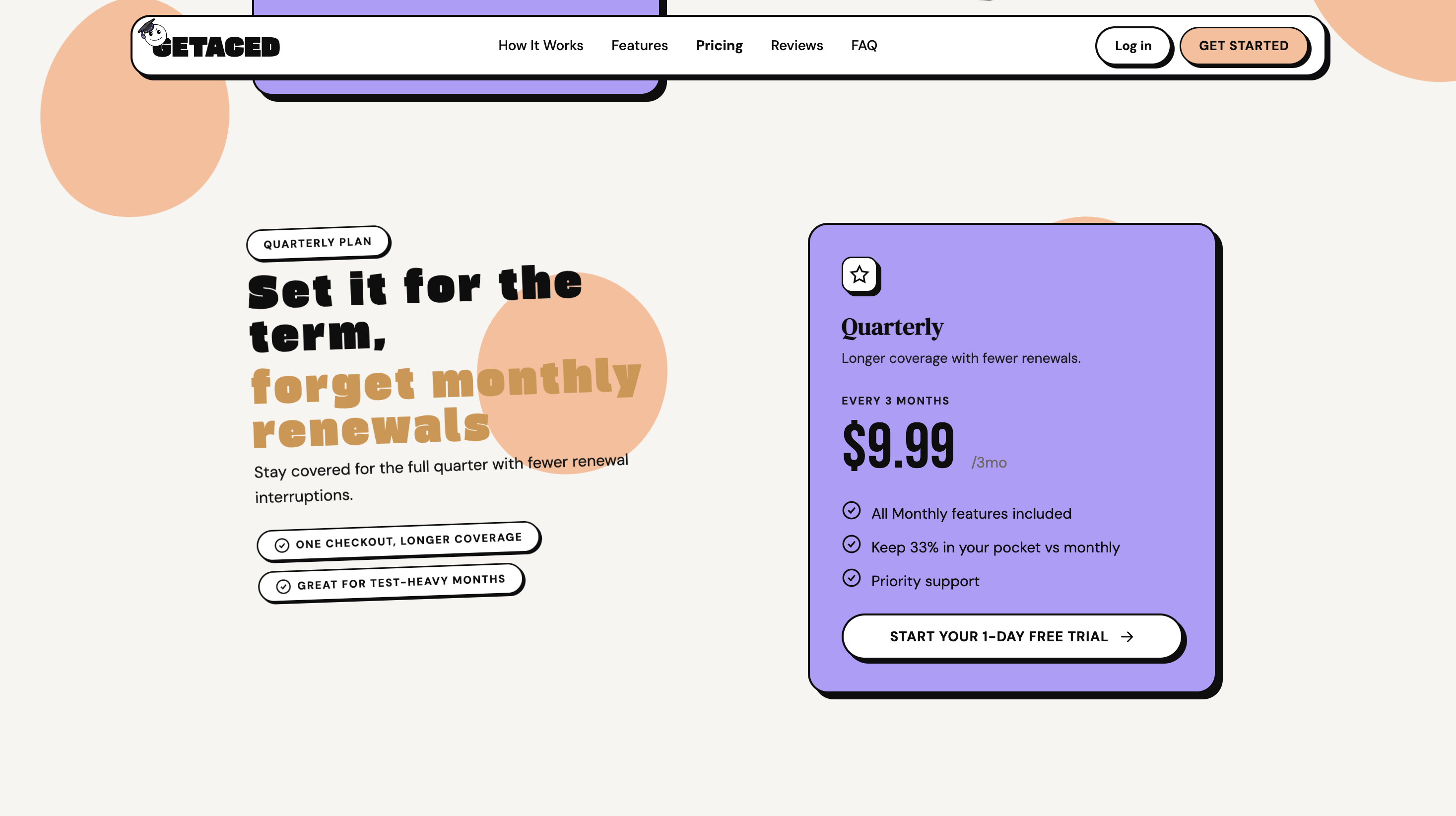 GETACED pricing — continued tiers and detail