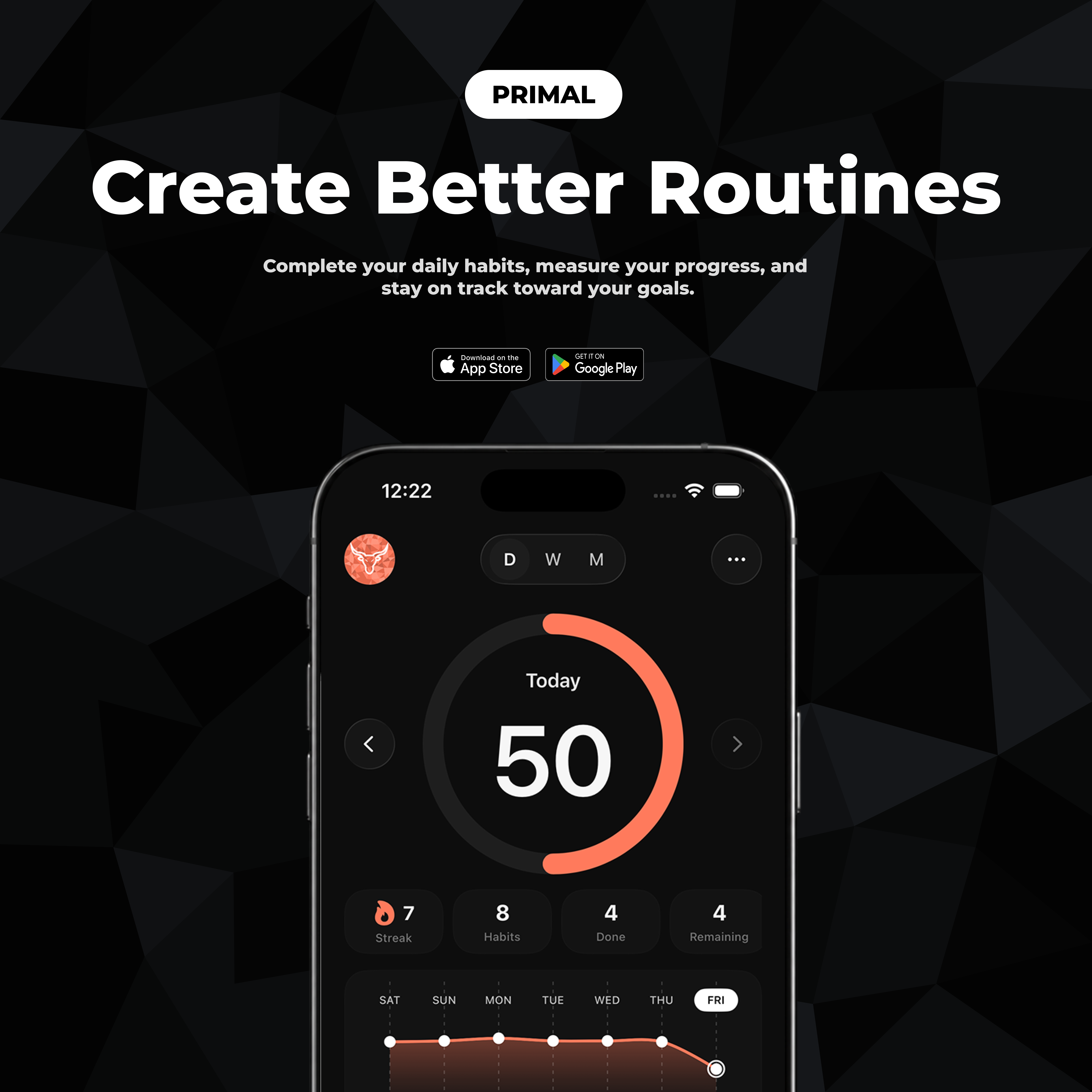 PRIMAL ad — daily score hero