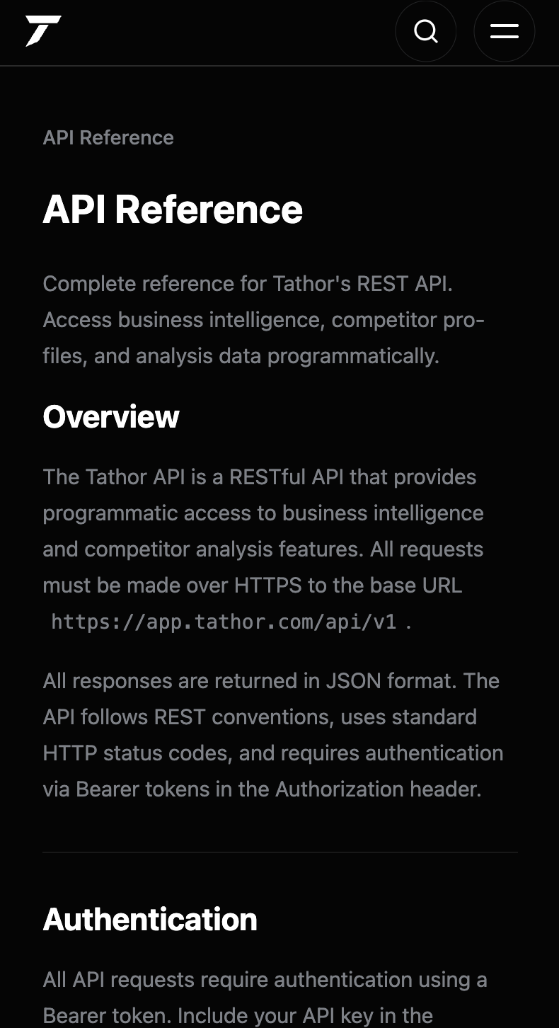 Tathor mobile API Reference