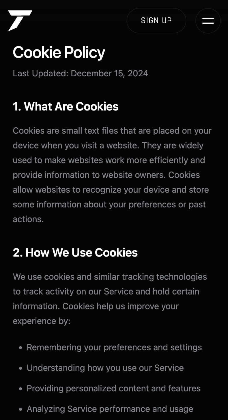 Tathor mobile Cookie Policy