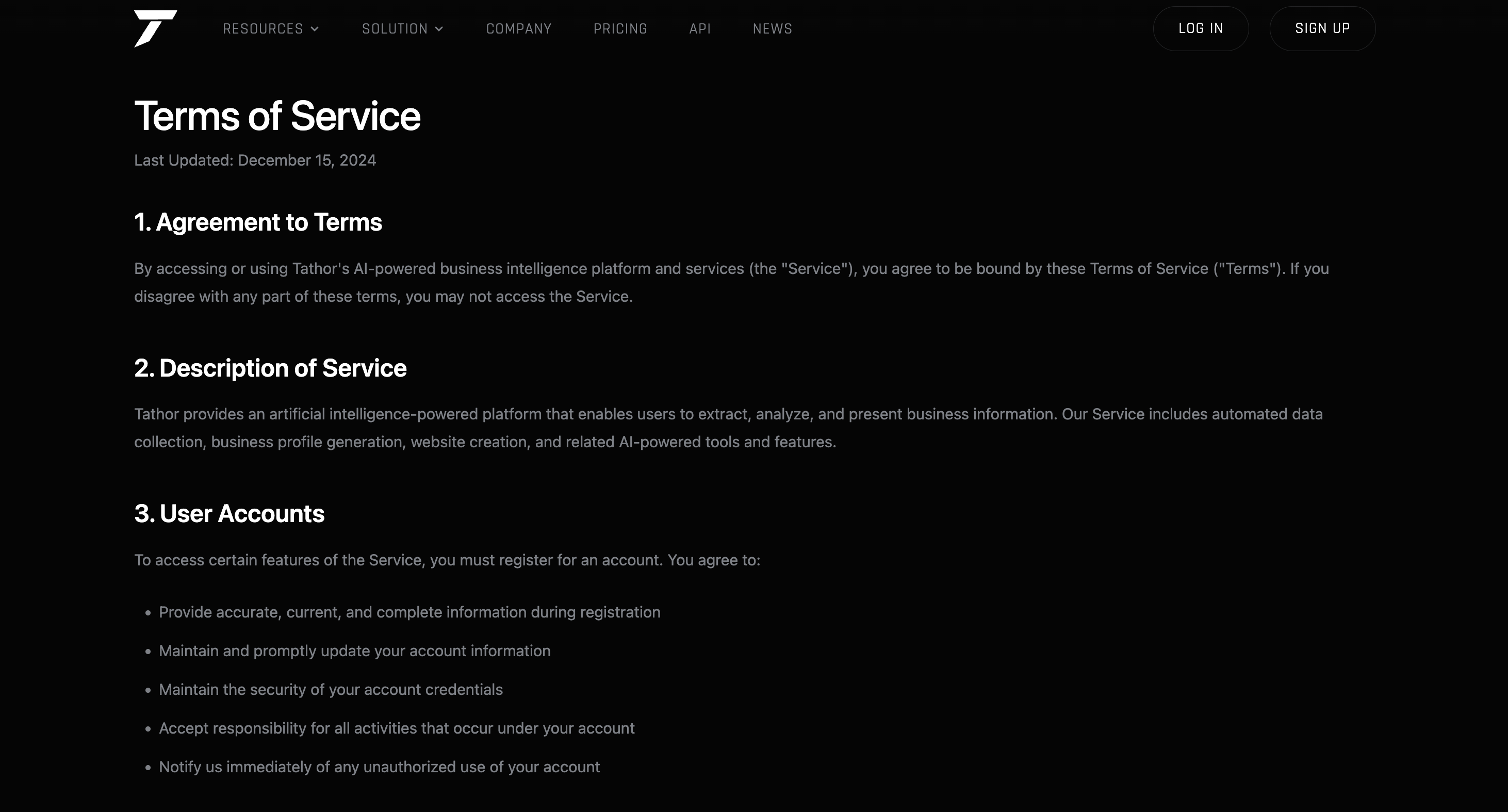 Tathor Terms of Service